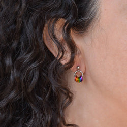 LGBTQ Rainbow Pride - Tiny Hoop Flag Earring