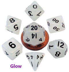 10mm Mini Dice Acrylic Polyhedral Set (24 Options): Marble with Red Numbers