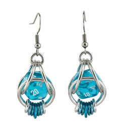 D20 Earrings - LGBTQ Rainbow or Ombre Coil: Rainbow / Turquoise