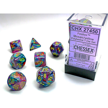 Chessex 7-Die Set Festive - Mosaic/Yellow