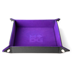 Velvet Folding Dice Tray with Leather Backing (7 Colors): Red