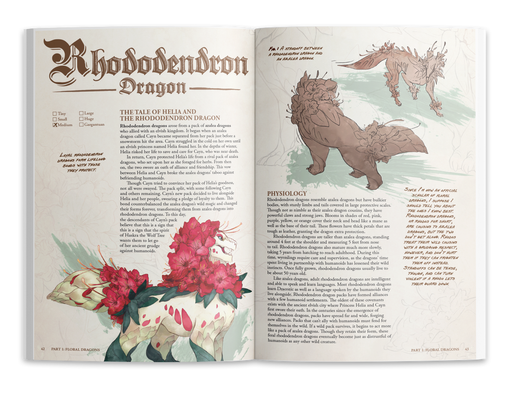 The Field Guide To Floral Dragons: Flower Dragon Bestiary - 5e D&D (Hardcover)