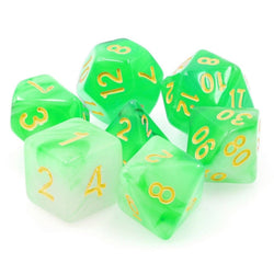 Green Silk Translucent RPG Dice Set