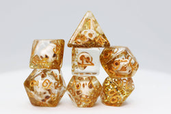 Skull and Gold Glitter RPG Dice Set