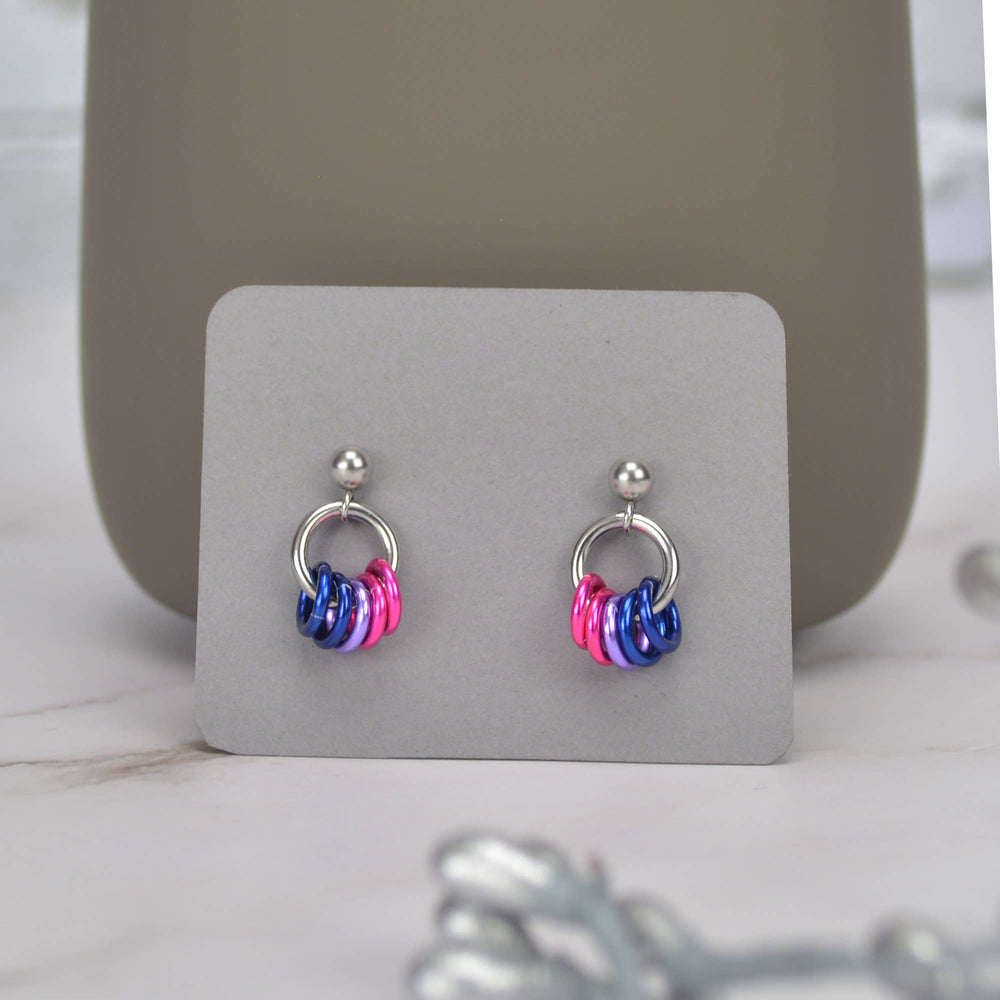 Bisexual Pride Flag - Tiny Chainmaille Earring