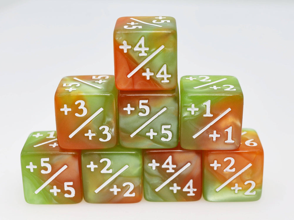 +1/+1 Green & Gold Counters for Magic - Set of 8