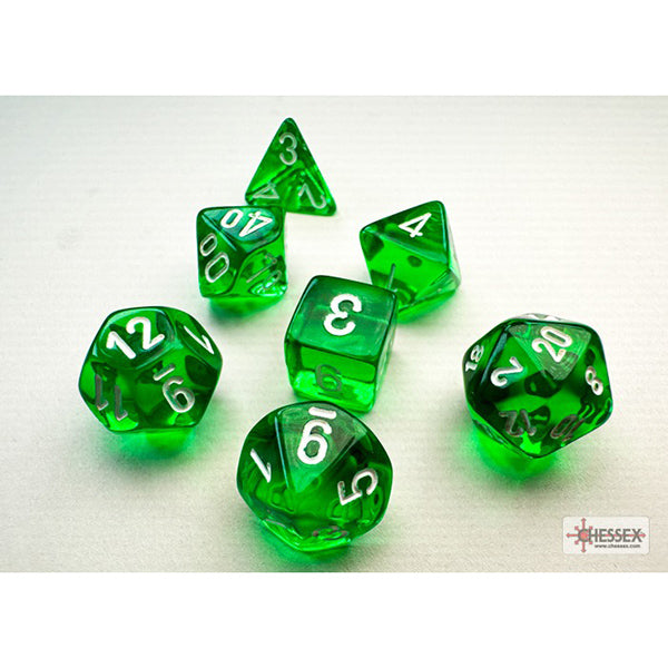 Chessex 7-Die Set Mini Translucent - Green/White