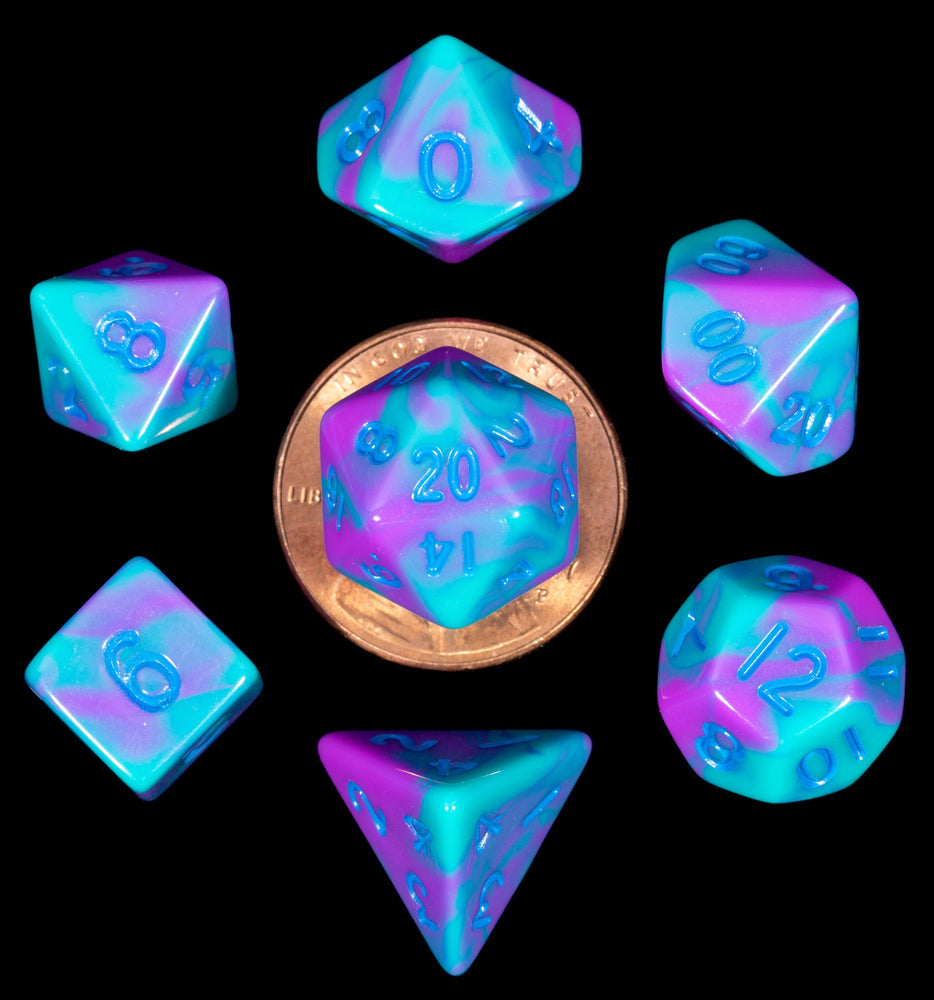 10mm Mini Dice Acrylic Polyhedral Set (24 Options): Stardust Purple