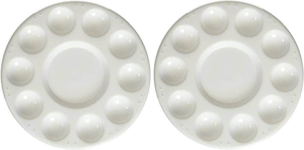 10 Well Round Plastic Paint Palette - 7" diameter Tray