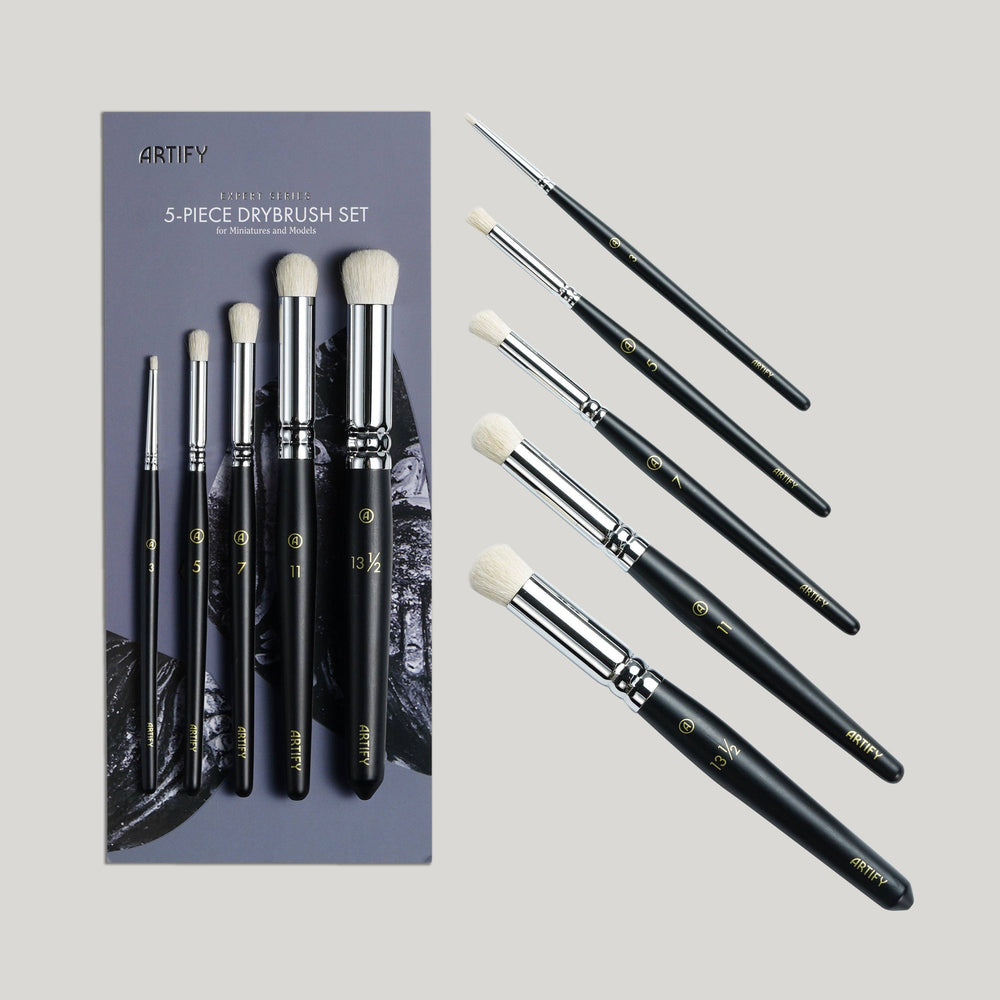 ARTIFY 5 PCS Drybrush Set for Miniature and Model, Expert Series - Black