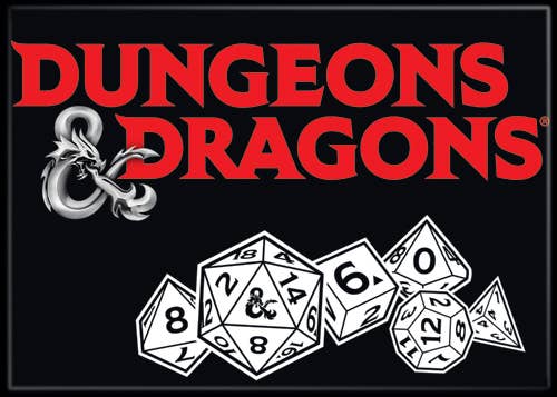 Dungeons & Dragons Logo and Dice Magnet