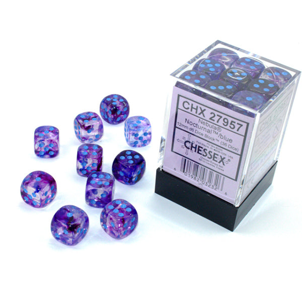 Chessex 12mm d6 (36) Nebula Luminary - Nocturnal/Blue