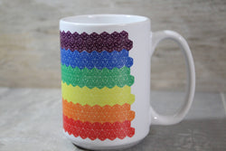 Gay Pride DND D20 Rainbow // 15 Oz. Ceramic Mug: White Handle