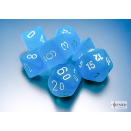 Chessex 7-Die Set Mini Frosted - Caribbean Blue/White