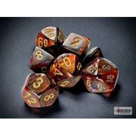 Chessex 7-Die Set Mini Scarab - Blue Blood/Gold