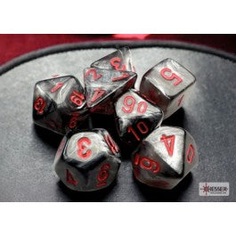 Chessex 7-Die Set Mini Velvet - Black/Red