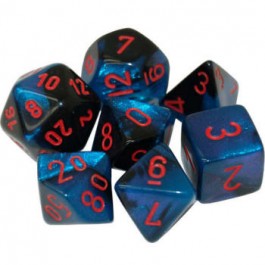 Chessex 7-Die Set Mini Gemini - Black-Starlight/Red