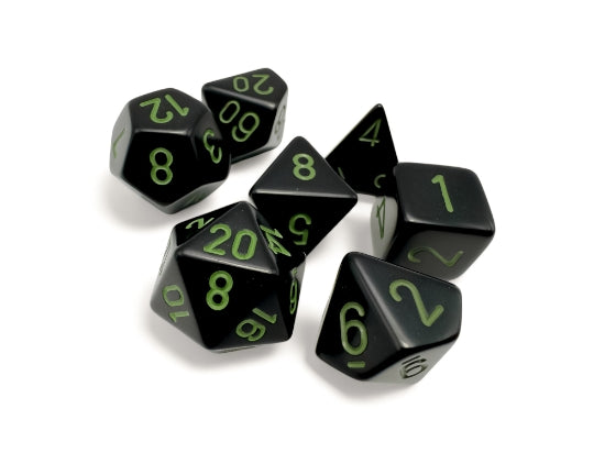Chessex 7-Die Set Opaque - Black/Green