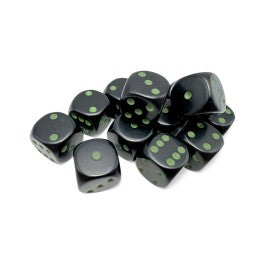 Chessex 16mm d6 (12) Opaque - Black/Green