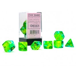 Chessex 7-Die Set Gemini Translucent - Green-Teal/Yellow