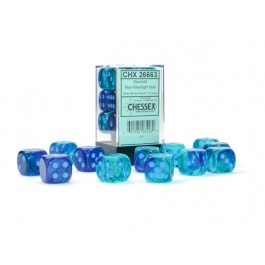 Chessex 16mm d6 (12) Gemini Luminary - Blue-Blue/Light Blue