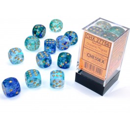 Chessex 16mm d6 (12) Luminary Nebula - Oceanic/Gold