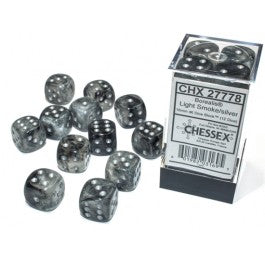 Chessex 16mm d6 (12) Luminary Borealis - Light Smoke/Silver