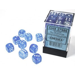 Chessex 12mm d6 (36) Luminary Borealis - Sky Blue/White