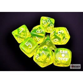 Chessex 7-Die Set Translucent - Neon Yellow/White