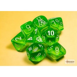 Chessex 7-Die Set Translucent - Rad Green/White
