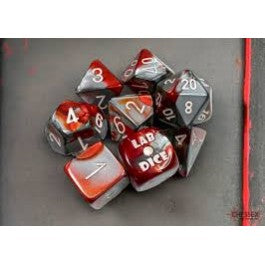 Chessex 7-Die Set Gemini - Red-Steel/White