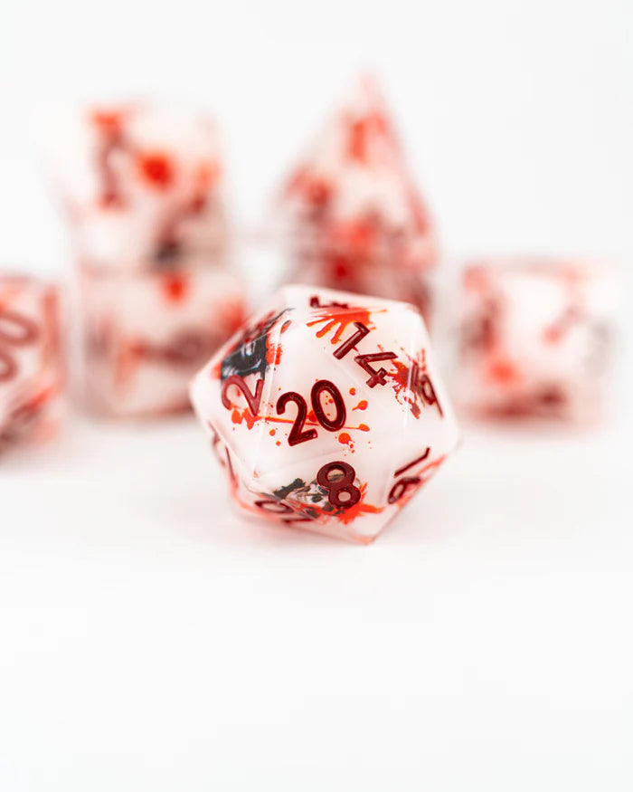 Macabre | Double Cast | 7 Piece Sharp Edge Dice Set