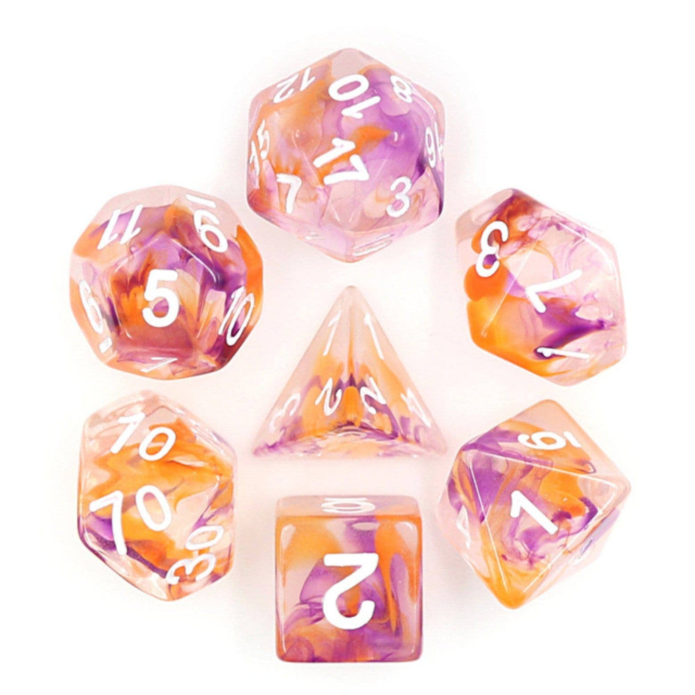 Purple & Orange Swirl Dice RPG Dice Set