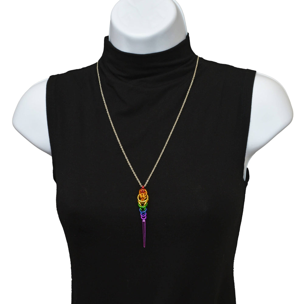 LGBTQ Rainbow Pride - Spike Pendant: LONG (30" seamless chain)