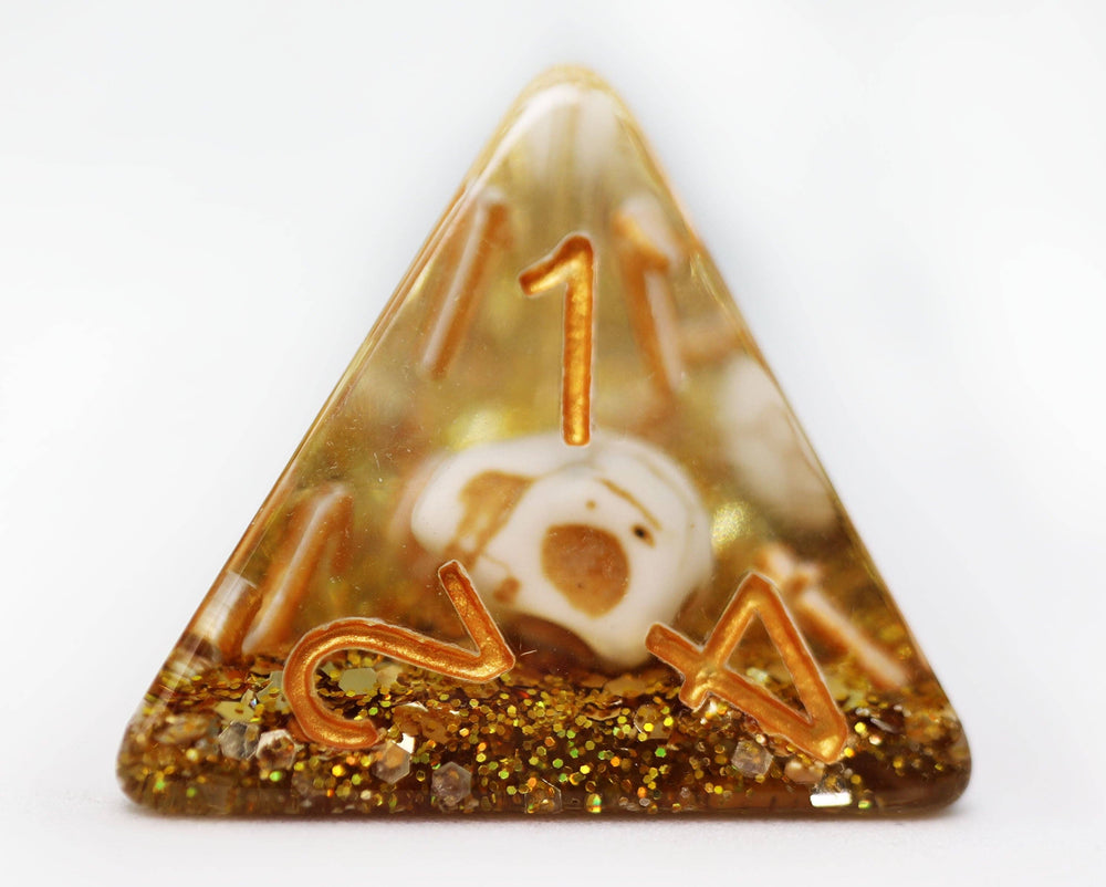 Skull and Gold Glitter RPG Dice Set