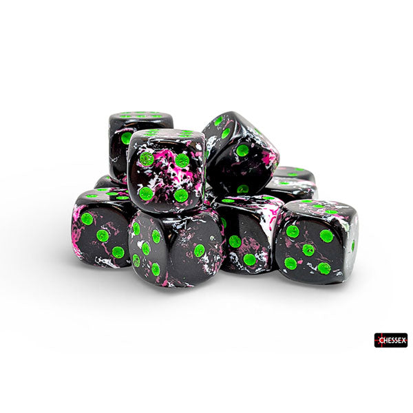 Chessex 16mm d6 (12) Brush Dice - Paintball