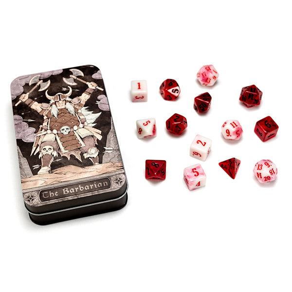 RPG Class Dice Tin - Barbarian Set (14 Dice)
