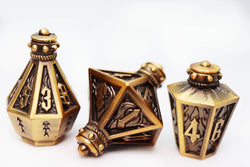Moonlit Lantern: Golden Flames - Metal RPG Dice Set