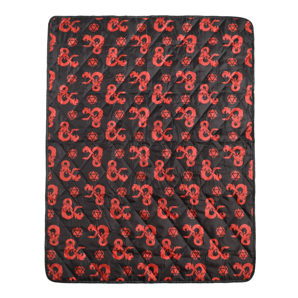 Dungeons & Dragons Ampersand Logo AOP Black Waterproof Quilted Camping Picnic Outdoor Blanket