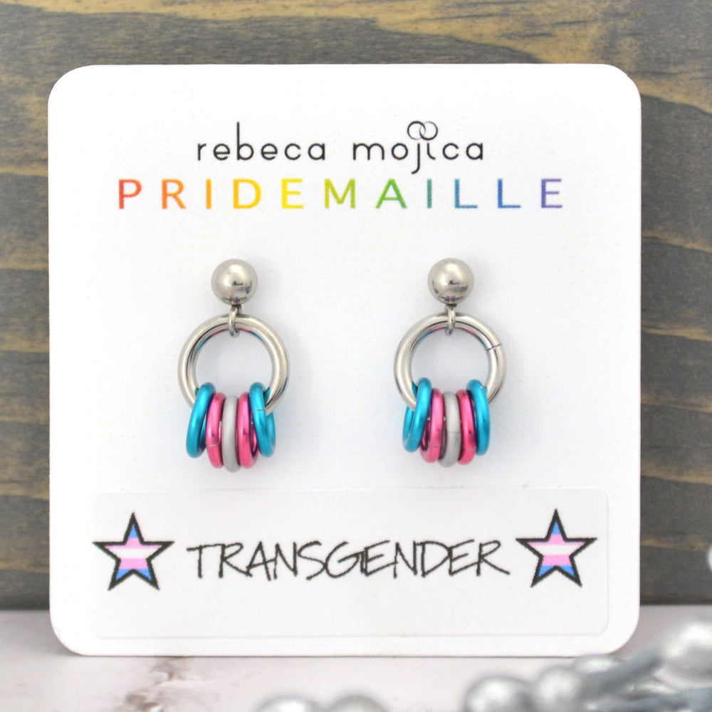 Transgender Pride - Tiny Hoop Flag Earring: Bold