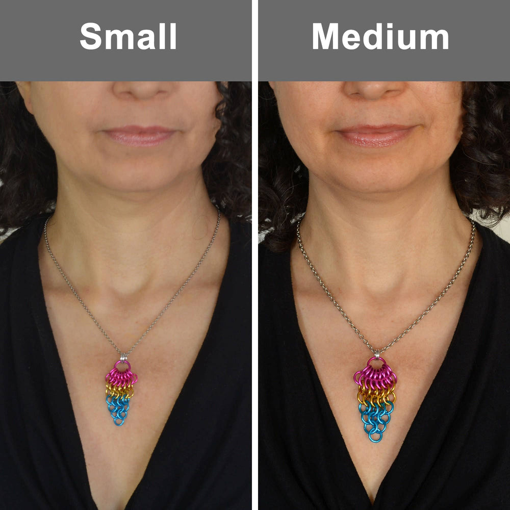 LGBTQ Pride Rainbow - Chainmaille Cluster Pendant: Small (1.75" long)