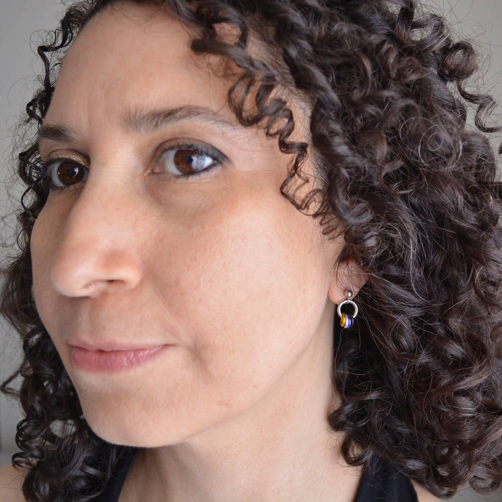 Nonbinary Pride - Tiny Hoop Flag Earring