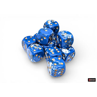 Chessex 16mm d6 (12) Brush Dice - Wavebreak