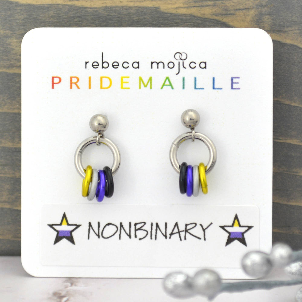 Nonbinary Pride - Tiny Hoop Flag Earring