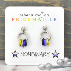 Nonbinary Pride - Tiny Hoop Flag Earring