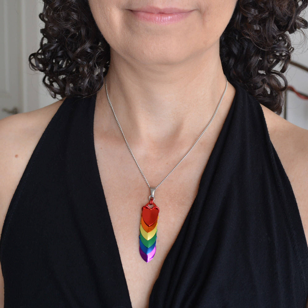 LGBTQ Rainbow Pride - Long Chevron Pendant: Shiny