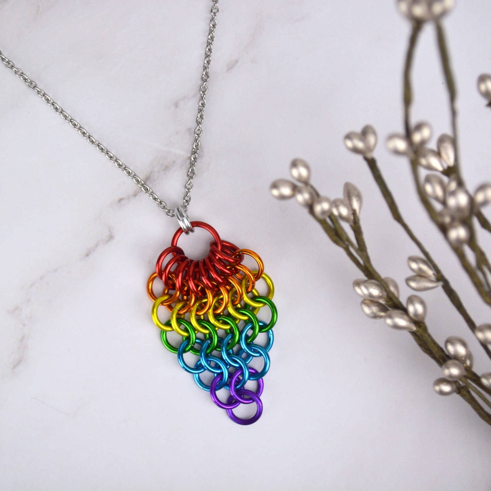 LGBTQ Pride Rainbow - Chainmaille Cluster Pendant: Small (1.75" long)