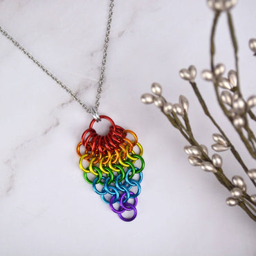 LGBTQ Pride Rainbow - Chainmaille Cluster Pendant: Small (1.75" long)