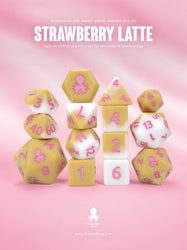 Strawberry Latte Matte 14pc Dice Set inked in Pink