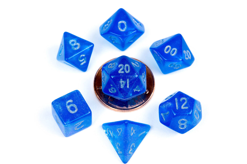 10mm Mini Dice Acrylic Polyhedral Set (24 Options): Stardust Purple